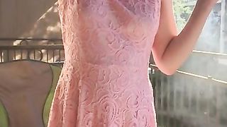 Sexy Goddess D Smoking in Pretty Pink Lace Dress - Full Length Video