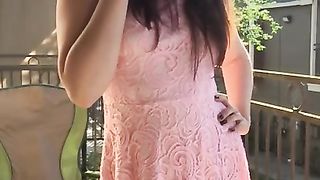 Sexy Goddess D Smoking in Pretty Pink Lace Dress - Full Length Video