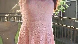 Sexy Goddess D Smoking in Pretty Pink Lace Dress - Full Length Video