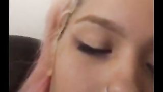 Boyfriend playing with dick on her pussy while she periscope