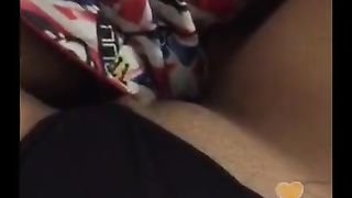 Boyfriend playing with dick on her pussy while she periscope