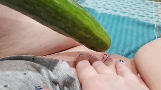 Playing with Cucumber while my Husband went to the Store