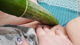 Playing with Cucumber while my Husband went to the Store