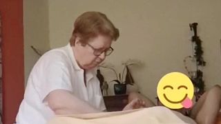 Massage Granny Takes Care Of Cock Cropped Cumshot At 1:54