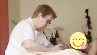 Massage Granny Takes Care Of Cock Cropped Cumshot At 1:54