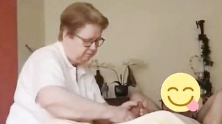 Massage Granny Takes Care Of Cock Cropped Cumshot At 1:54