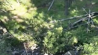 Shooting cum off a mountain at Wallowa Lake, Oregon