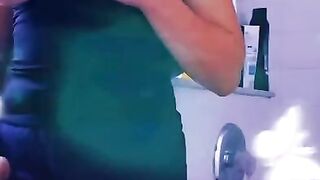 Solo Sunday afternoon Cum in bathroom with vibrator