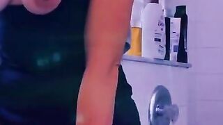 Solo Sunday afternoon Cum in bathroom with vibrator