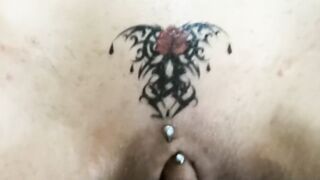 EXTREME CLOSE UP Tattooed Pussy. Super sexy Pussy Tattoo.