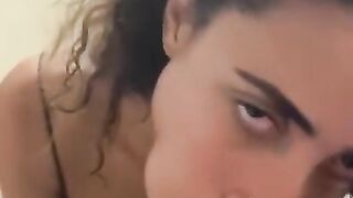 TINY LATINA STEPDAUGTHER DEEP BLOWJOB & SUCKING - CUMSHOT IN MOUTH CREAMPIE POV