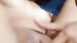 Masturbating my pussy and showing my small tits