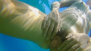 Underwater PEE and NAKED Swim at Nudist Beach