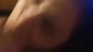 Slut bbw wife eats cum licks fingers clean