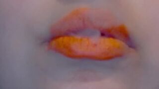 Orange Lips smoke with Latex Glove