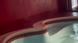 Milf slut swallowing my dick in the pool and I am loving it