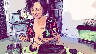 Cartoon Reefer rolls a fat blunt