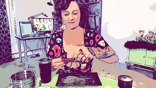 Cartoon Reefer rolls a fat blunt