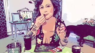 Cartoon Reefer rolls a fat blunt