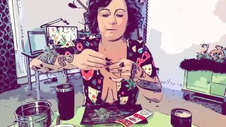 Cartoon Reefer rolls a fat blunt