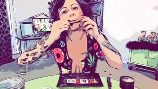 Cartoon Reefer rolls a fat blunt