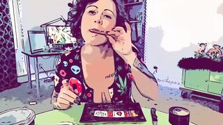 Cartoon Reefer rolls a fat blunt