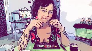 Cartoon Reefer rolls a fat blunt