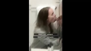 Horny College Girl Blowjob Inisde Dorms Bathroom Recorded for Snapchat