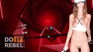 Sexy Girlfriend Play Beat Saber Naked on Oculus Quest 2