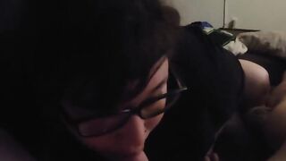 Blowjob and pinching on hubby