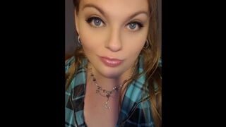 Sexy blonde bbw milf teases in plaid corset dress