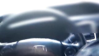 Juicy blowjob in the car with cumshot in the slut's mouth.