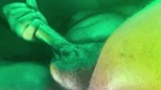 Big Green Monster Jerks Huge Oiled Cock - Daddy Dame