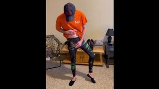 Passionate Jerking Wearing Leggings and Ped Socks!????