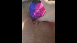 Stretching pussy with tentacle dildo - 4 months pregnant toy play