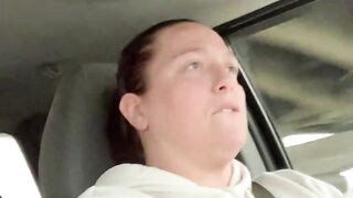 Horny slut masturbates while driving