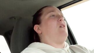 Horny slut masturbates while driving