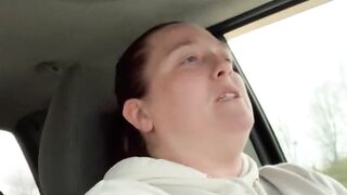 Horny slut masturbates while driving