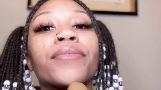 Ebony Teen Sucking Dildo Sloppy