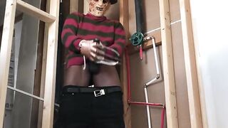 Freddy Kruger jerks off in abandoned house