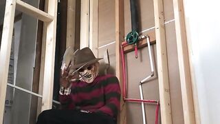 Freddy Kruger jerks off in abandoned house