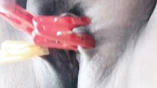 Watch Thai Bbw Clothespins And Fingering Her Fat Squirting Pussy