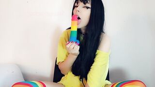 Alt Girl sucks skittles dildo (full 6 min vid on my 0nlyfans)