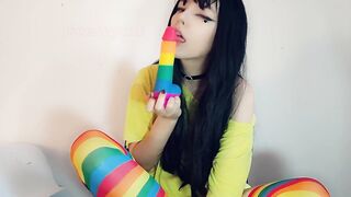 Alt Girl sucks skittles dildo (full 6 min vid on my 0nlyfans)