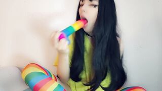 Alt Girl sucks skittles dildo (full 6 min vid on my 0nlyfans)