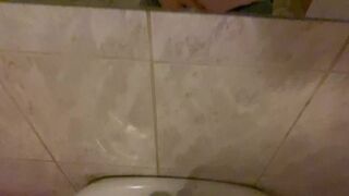 Hooligan in a public office toilet)) pissing in the sink POV