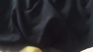 Teen Fucks her Tight little Pussy with a Banana & Squirts everywhere