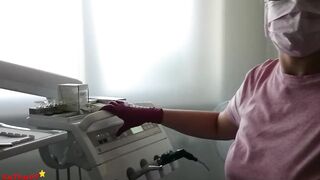 Dentist Gloved Handjob and Latex Mouth Gate Blowjob