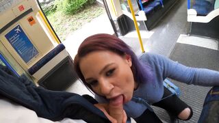 Risky Blowjob in London Train. Caught by Stranger Cum on Face 4K ELLA BOLT