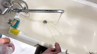 Pissing neatly in the bathroom with a big beautiful dick POV